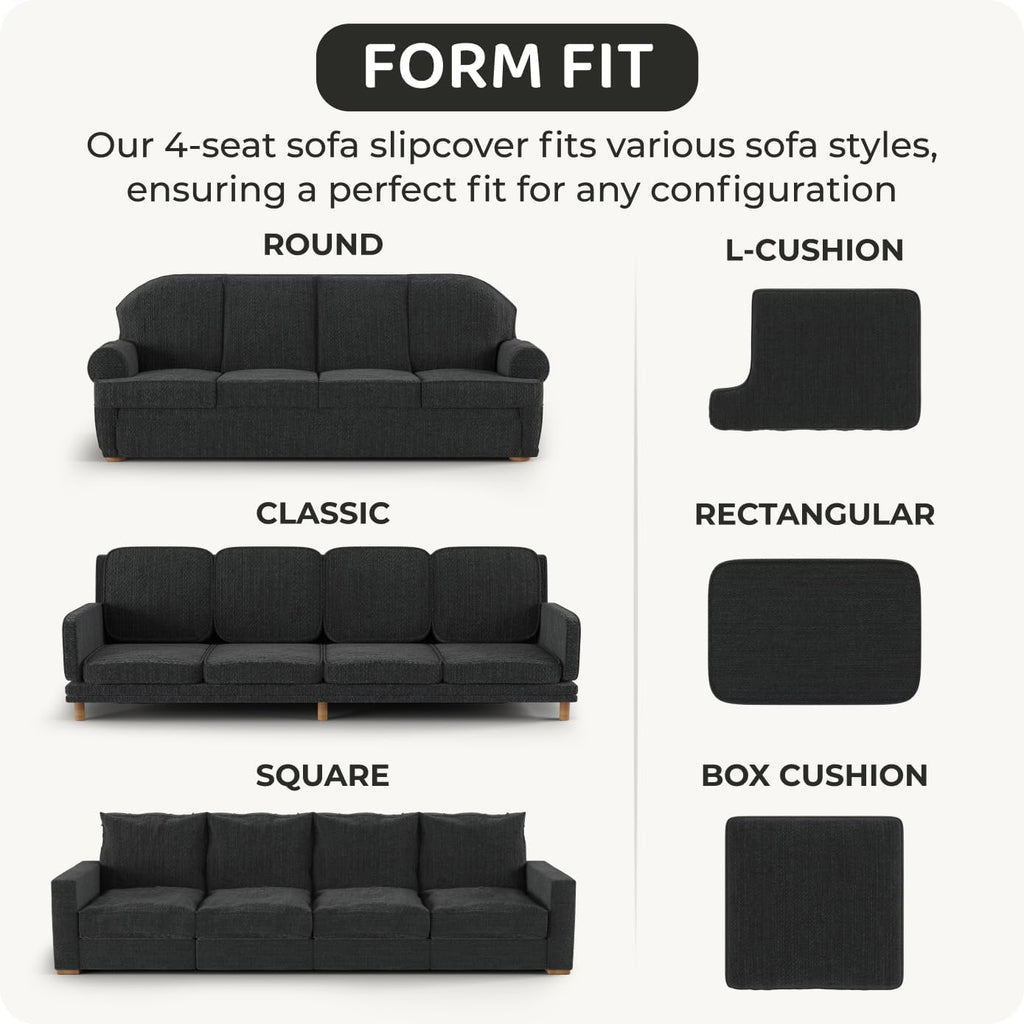 PAULATO BY GA.I.CO. Sofa Slipcover - Stretch Couch Cover - Stylish Cushion Sofa Cover - Soft Fabric Slip Cover - 1-Piece Form Fit Washable Protector for Pet - Microfibra Collection - Ash