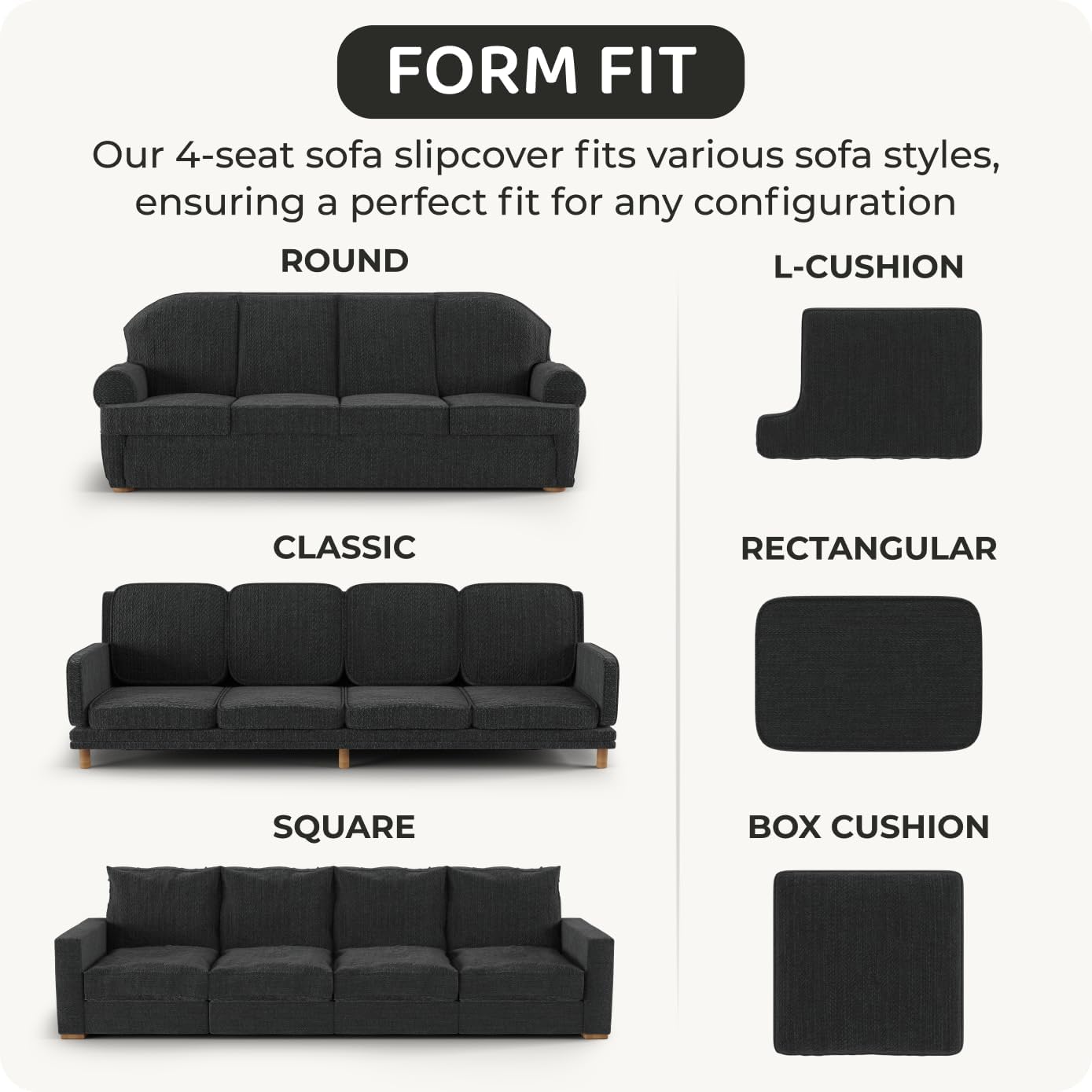 PAULATO BY GA.I.CO. Sofa Slipcover - Stretch Couch Cover - Stylish Cushion Sofa Cover - Soft Fabric Slip Cover - 1-Piece Form Fit Washable Protector for Pet - Microfibra Collection - Ash