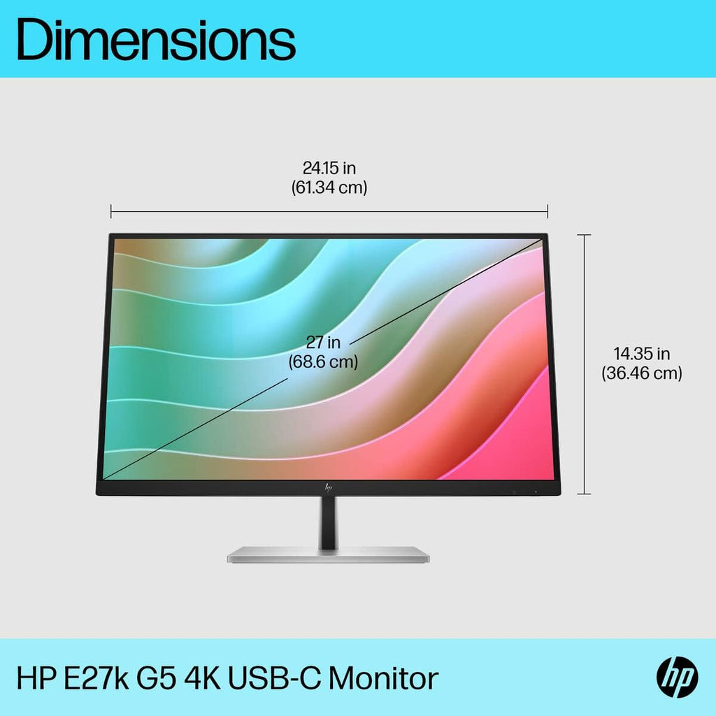 HP E27k G5 27' Class 4K UHD LCD Monitor - 16:9 - Black - 27' Viewable - in-Plane Switching (IPS) Technology - Edge LED Backlight - 3840 x 2160-350 Nit - 5 ms - 60 Hz Refresh Rate - Speakers - Height