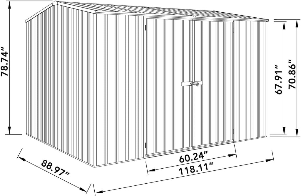 Absco Premier Storage Sheds, 10'x7' Metal Garage, DIY Backyard Shed, Utility Tool Storage, Weather & Wind Resistant Aluminum Panels & Steel Frame, Maintenance-Free, 12 Year Warranty, Woodland Gray