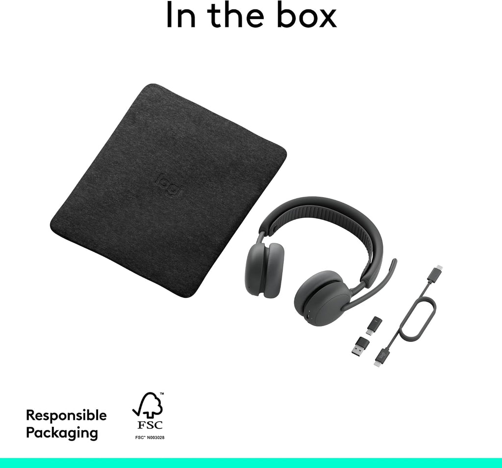 Logitech Zone Wireless 2 ES for Business - Noise-Canceling Wireless Headset with Adaptive Hybrid ANC, Bluetooth, USB-C & USB-A, Zoom & Google Certified - Graphite