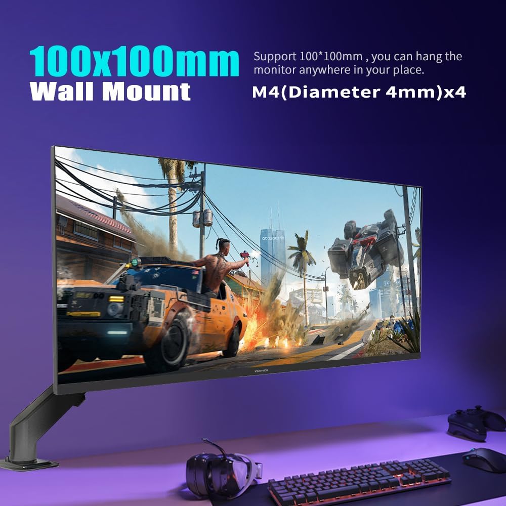 Viewedge Gaming Monitor 34 inch WQHD (3440x1440p) 165Hz Computer Monitor, 1ms 120% sRGB HDR10 VA DisplayPort HDMI Monitor, Wall Mountable Built-in Speakers