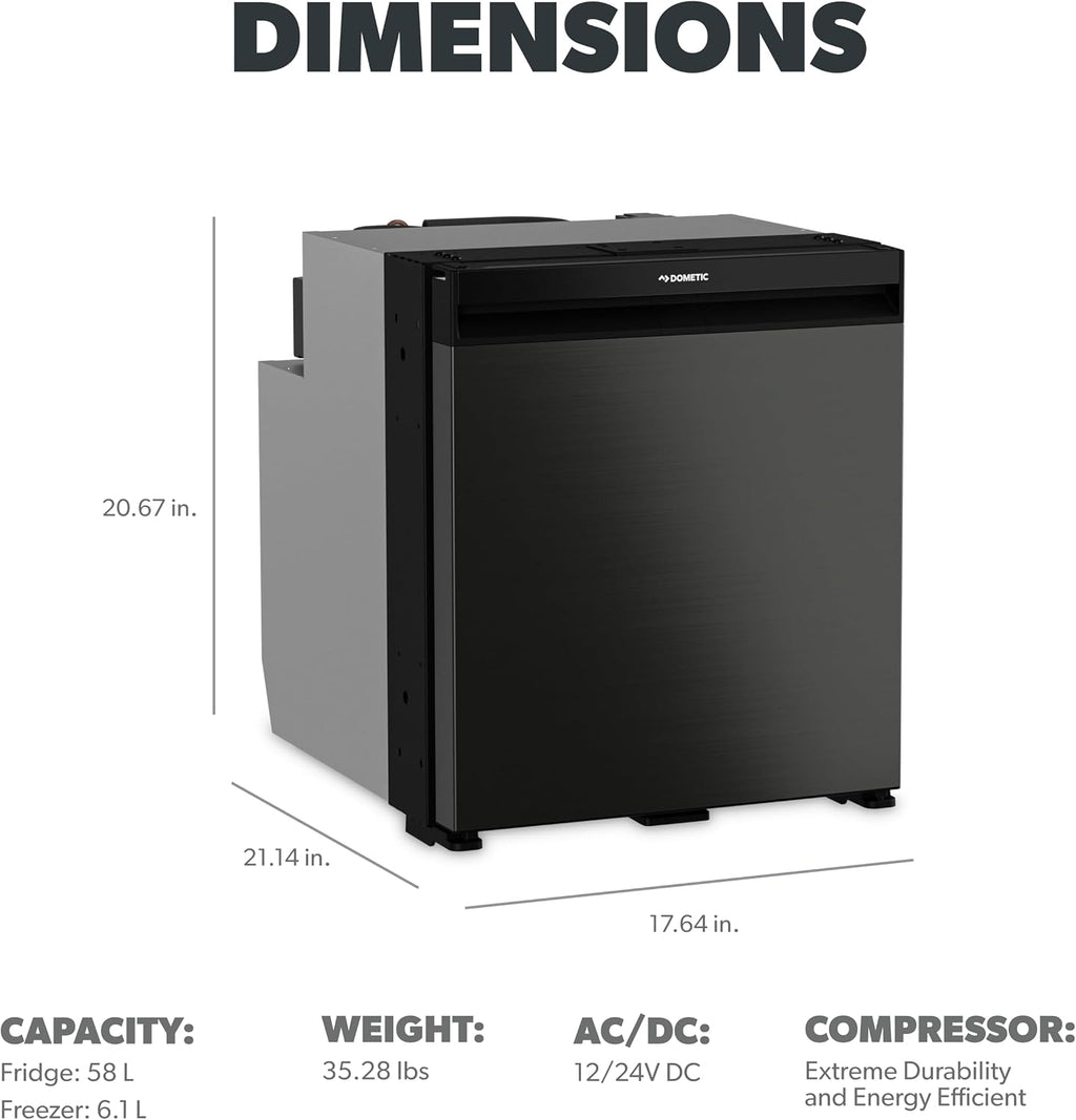 Dometic NRX 60C | Compressor Refrigerator | 55 L | Dark Silver Front | Easy To Use Control Panel
