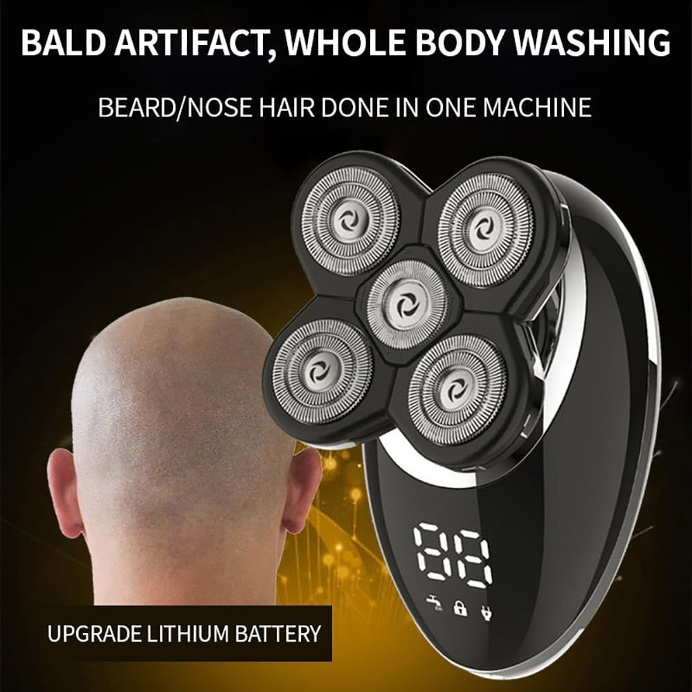 Head Shaver for Men, 5 in 1 Grooming Kit Facial Body Electric Shaver for Men Rechargeable Beard Electric Razor Bald Head Shaving Machine Waterproof
