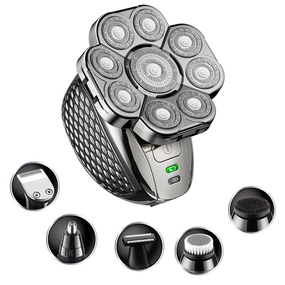 Head Shavers for Bald Men, 6 In 1 Grooming Kits Electric Shaver Facial Body Electric Razor For Men Hair Beard Trimmer Bald Head Shaving Machine Rechargeable