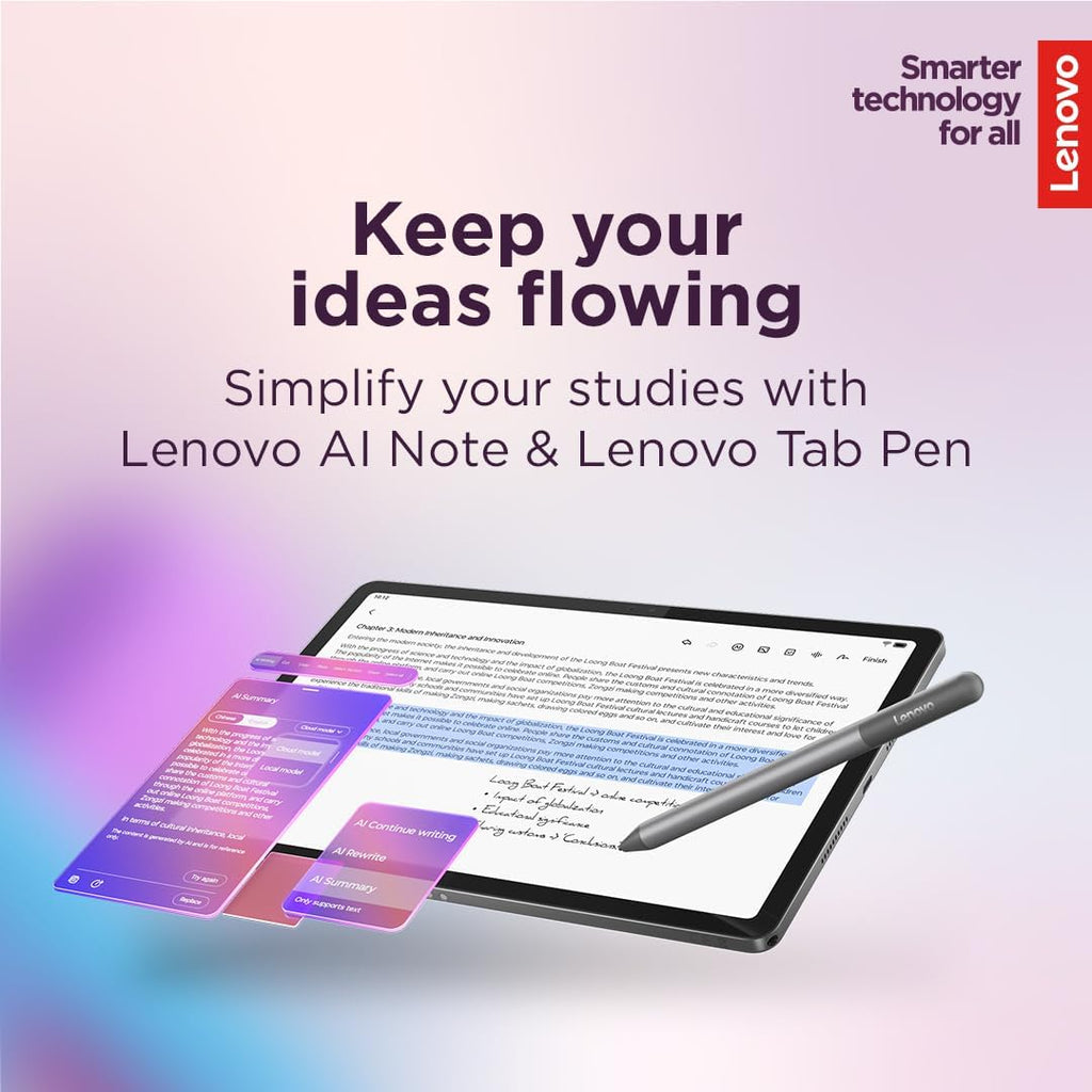 Lenovo Idea Tab - College Tablet - 11″ 2.5K IPS Touchscreen Display - 90Hz - MediaTek Dimensity 6300-8 GB Memory - 256 GB Storage - Integrated Arm Mali-G57 MC2 - Tab Pen and Folio Case