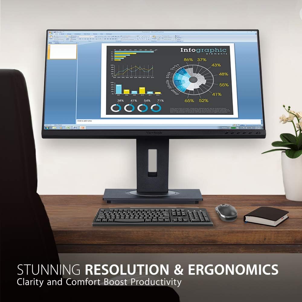 ViewSonic VG2755 27 Inch 1080p Monitor, IPS Display with 60W USB-C for Smooth Home and Office Productivity, Full Ergonomic Adjustability, HDMI, DisplayPort, and VGA Inputs
