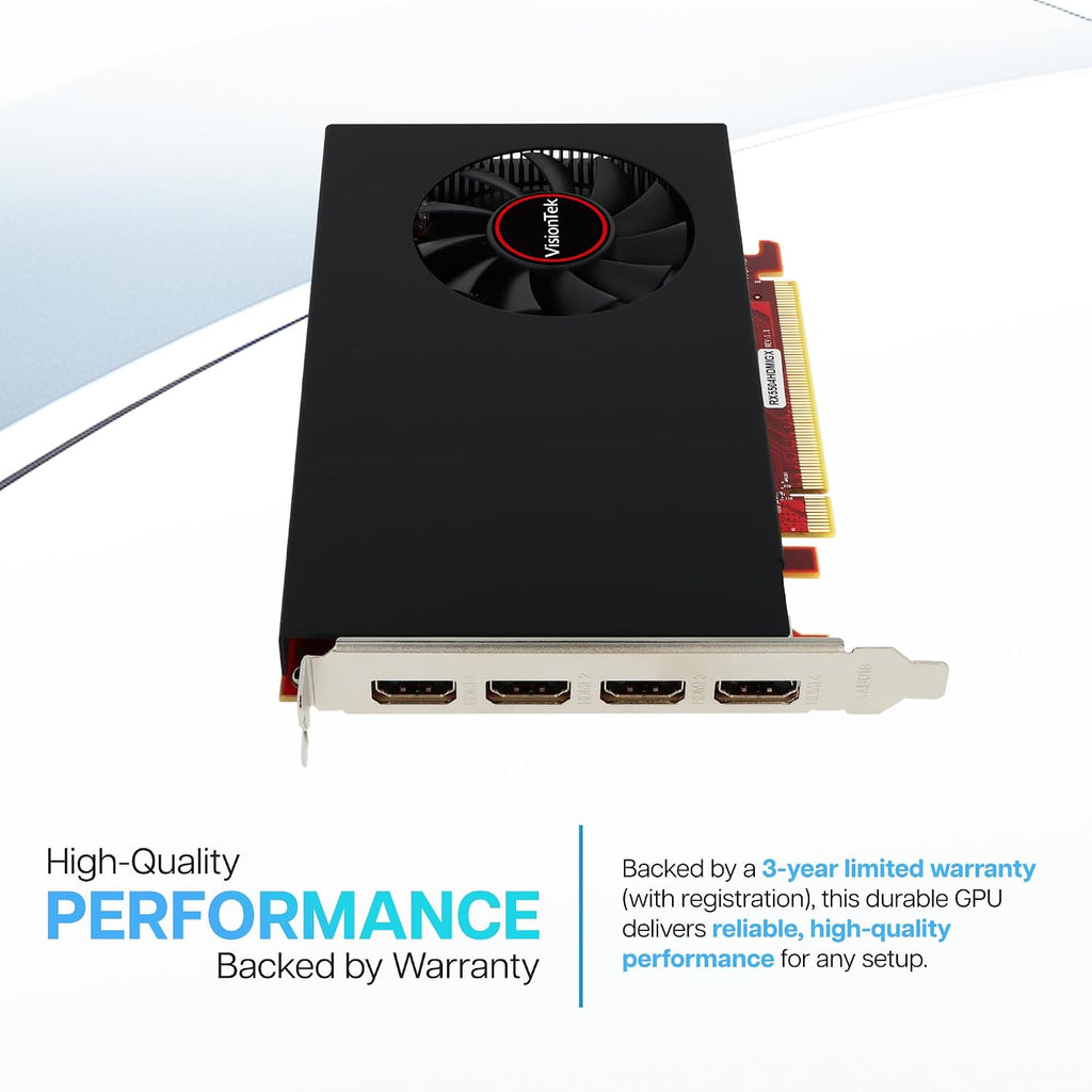 VisionTek Radeon Rx 550 4GB GDDR5 – 4K Resolution Support Graphics Card – x4 HDMI Outputs, Radeon Freesync 2, PCI Express 3.0, DirectX 12, Bus-Powered – Suitable Graphic Card for Gaming PC