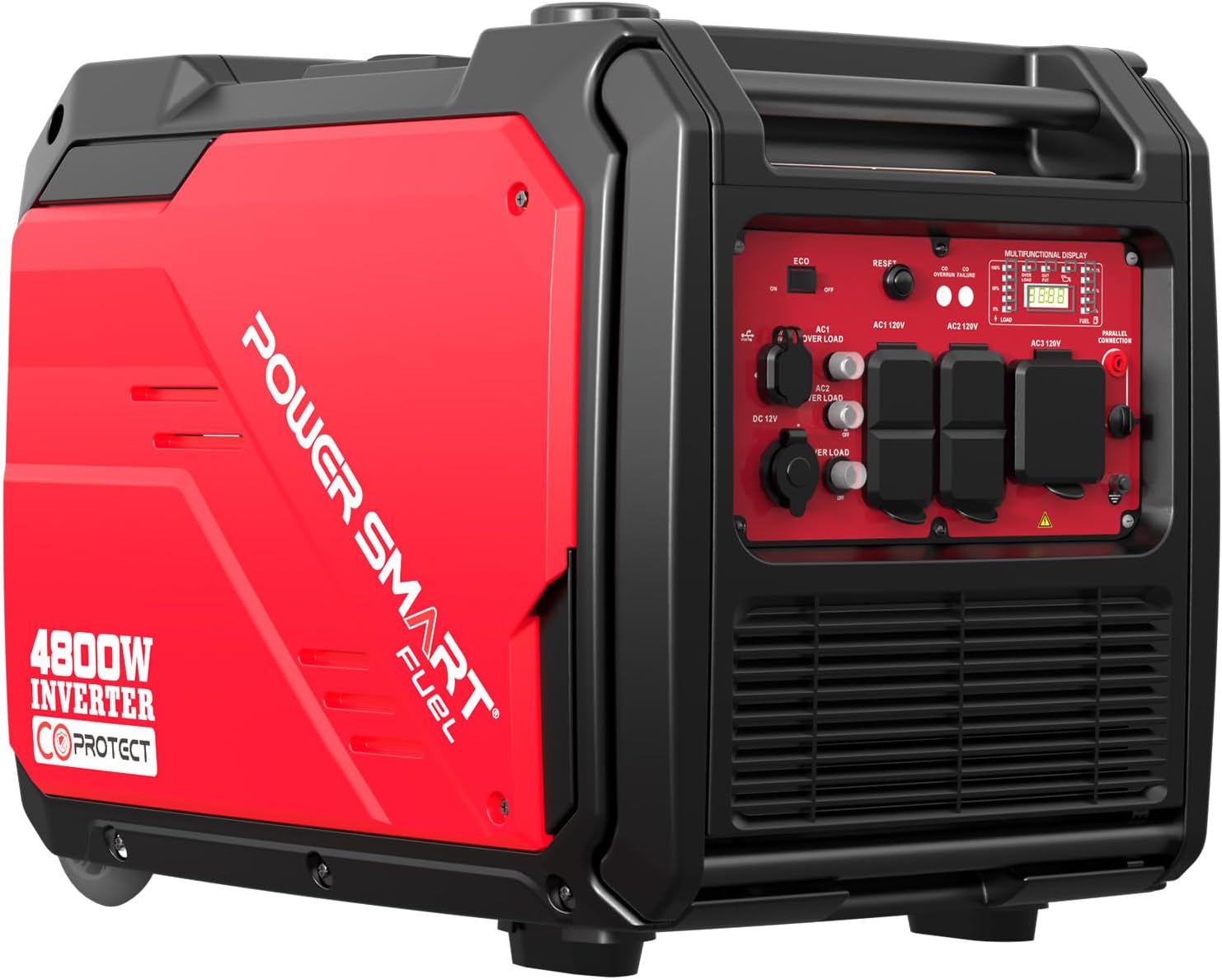 PowerSmart 4800W Portable Inverter Generator, Gas Powered Quiet Inverter Generator with CO Alarm & RV Ready 30A Outlet, 223cc Engine Eco-Mode Generator for Home Backup, Camping and Tailgating