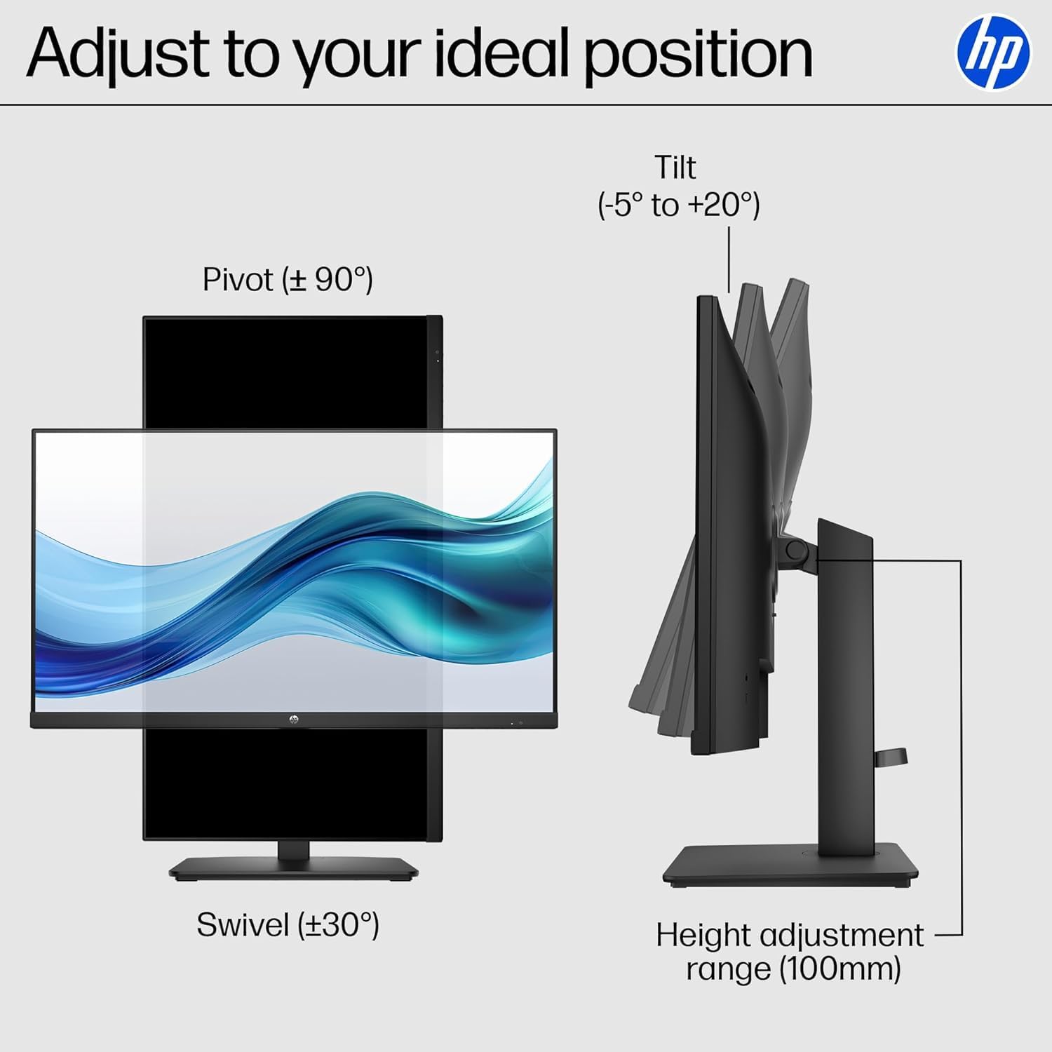 HP 27' IPS LED FHD Monitor - Built-in Dual 2W Speakers - 100Hz - HDMI, DisplayPort, VGA - Series 2025 Office Monitor - Eye Ease with Eyesafe Certification, Black, w/HDMI
