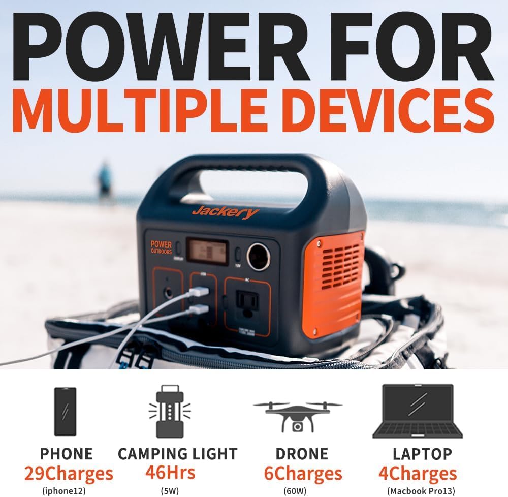 Jackery Portable Power Station Explorer 290, 290Wh Backup Lithium Battery, 110V/200W Pure Sine Wave AC Outlet, Solar Generator (Solar Panel Not Included) for Outdoors Camping Travel Hunting Blackout
