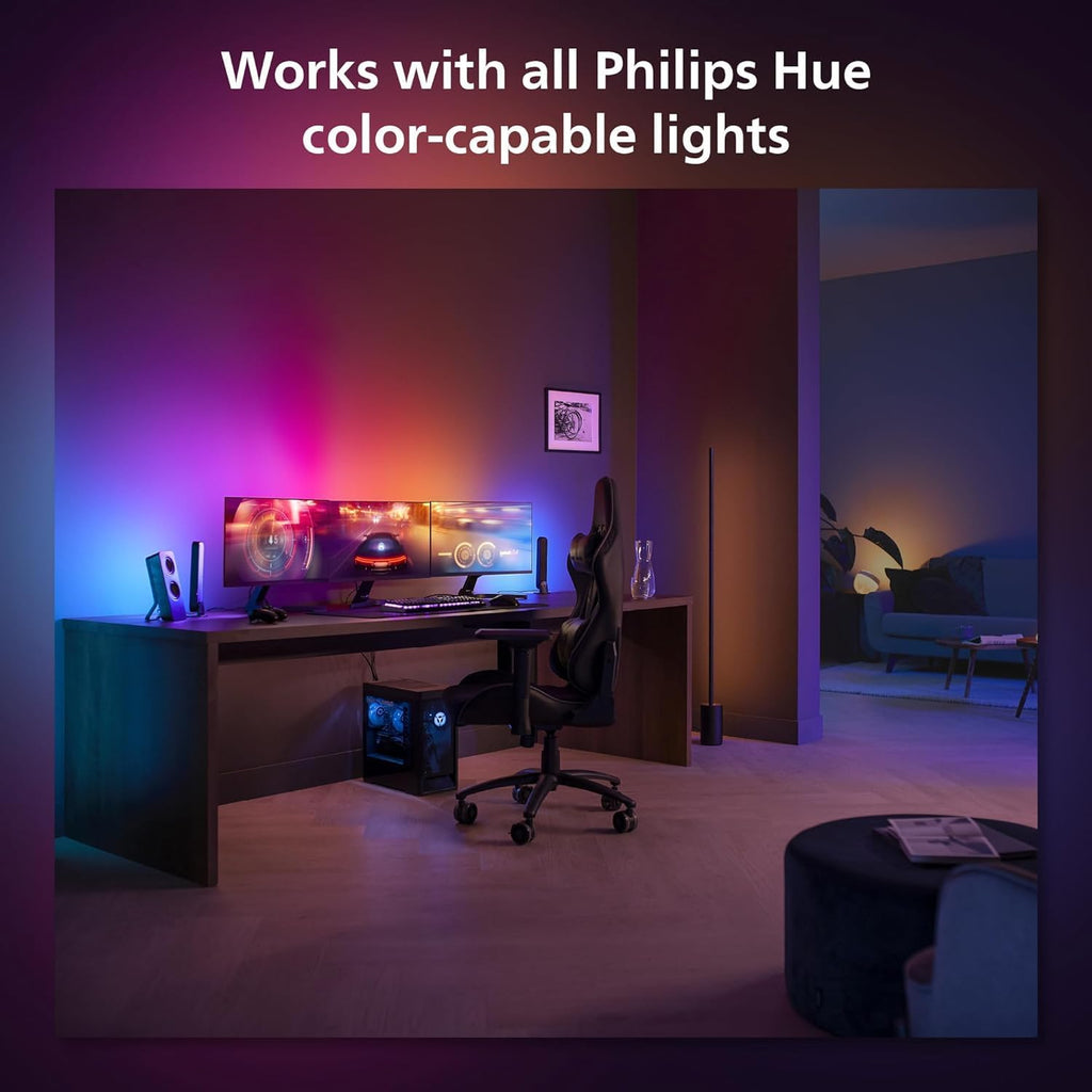 Philips Hue 24-27' PC Triple-Monitor Smart LED Light Strip - White and Color Ambiance - Requires Hue Bridge - 1-Pack - Control with Hue App - Works with Alexa, Google Assistant and Apple HomeKit
