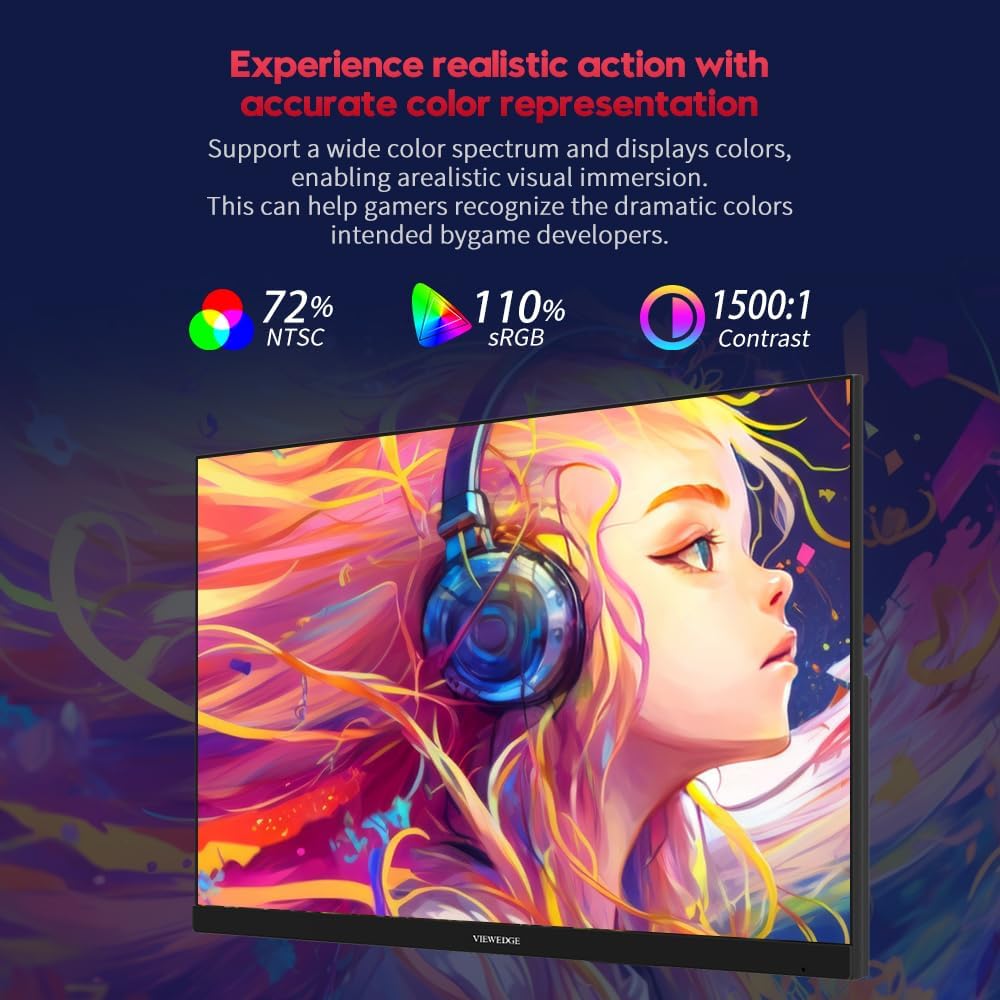 Viewedge 27 Inch Gaming Monitor 1080p 144hz, 1ms IPS FHD Computer Monitor with 110% sRGB, Bluelight Filter, HDMI & VGA Port, Support Wall Mount