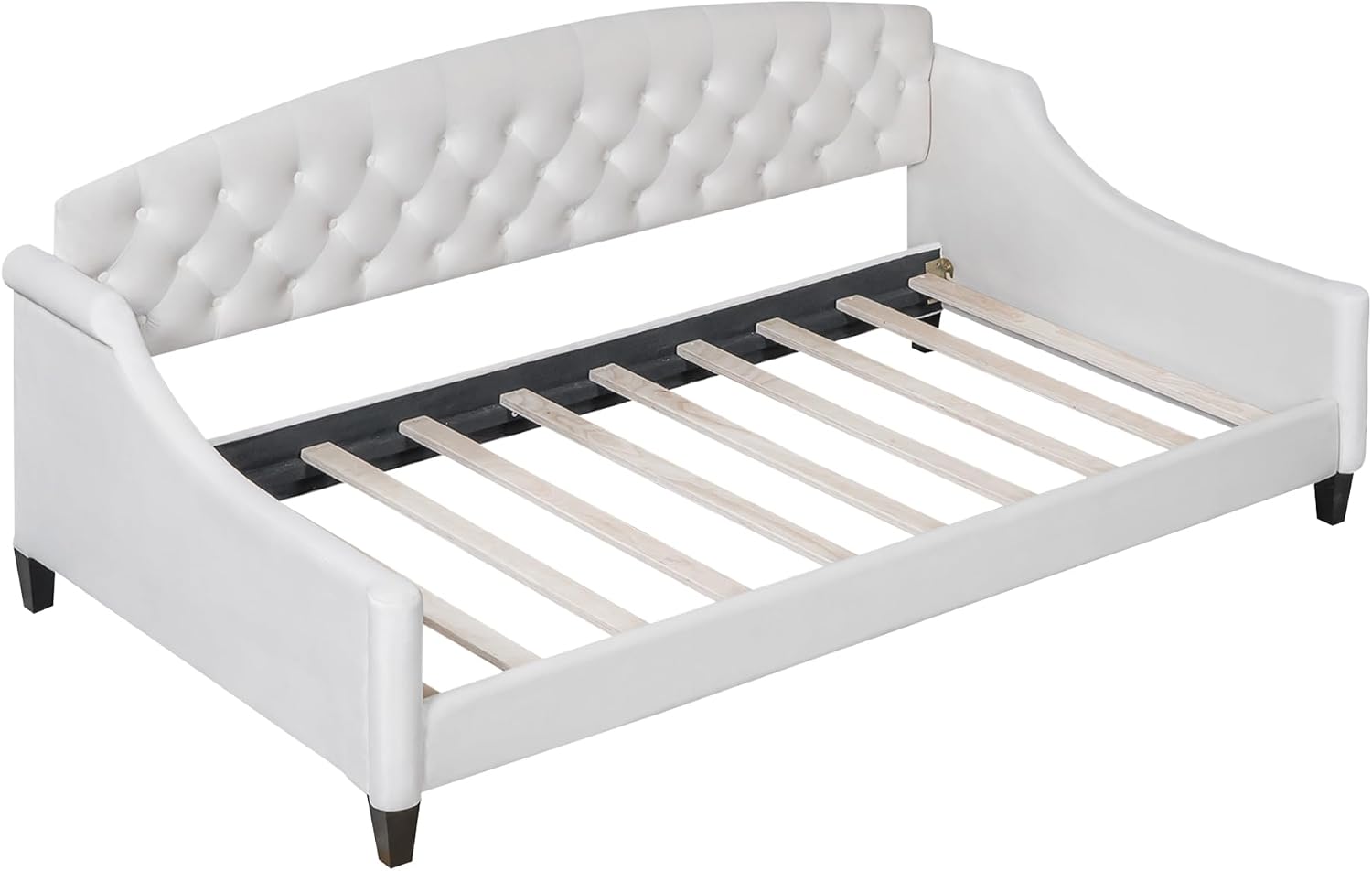 Merax Twin Size Modern Luxury Tufted Button Daybed, Upholstered Twin Daybed Frame, Sofa Bed for Bedroom, Living Room, Twin, Beige