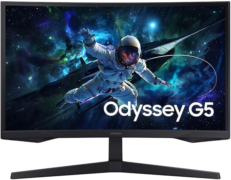 Samsung 32' Odyssey G5 QHD (2560 x 1440) 165Hz Curved Gaming Monitor, 1ms Response Time, AMD FreeSync LS32CG554ENXZA, DisplayPort Cable Included