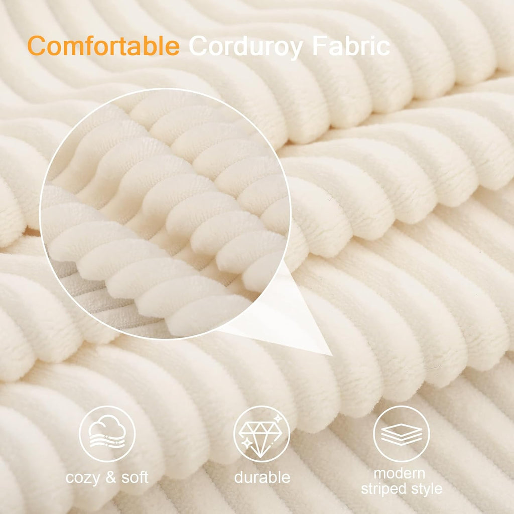 COMAX Convertible Sofa Bed Queen, Corduroy Folding Floor Couch Pull Out Couch Bed Futon Sleeper with Pillows, Fold Out Boneless Sofa Comfy Lounge Mattress Loveseat for Living Room Bedroom, Beige