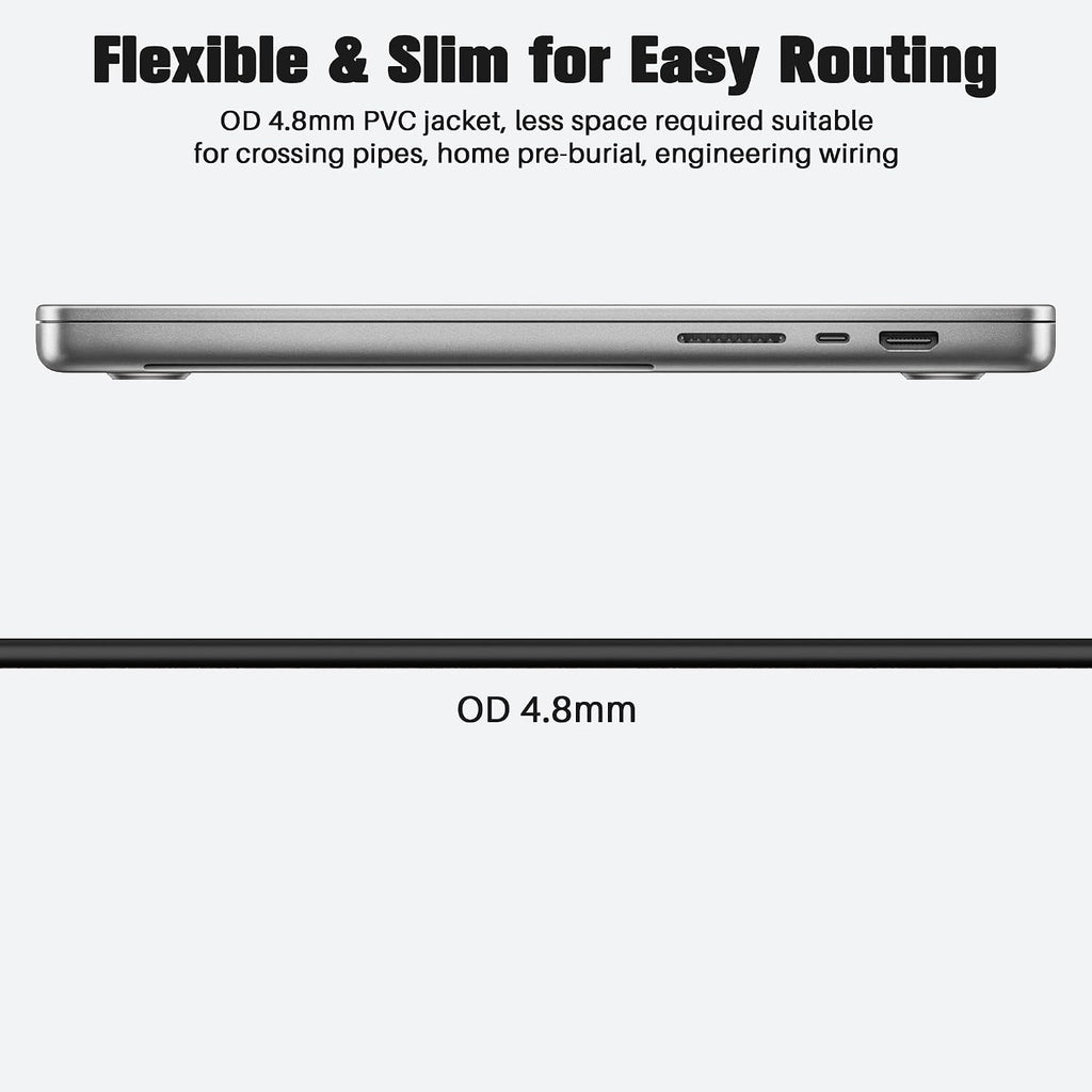 8K HDMI Fiber Optic Cable 500FT, HDMI 2.1 48Gbps Ultra High Speed Cord, 8K@60Hz, 4K@120Hz, 3D Dynamic HDR/eARC/HDCP 2.3, Compatible with Laptop/Monitor/Projector, PS5, Xbox, HDTV, Blu-ray & More