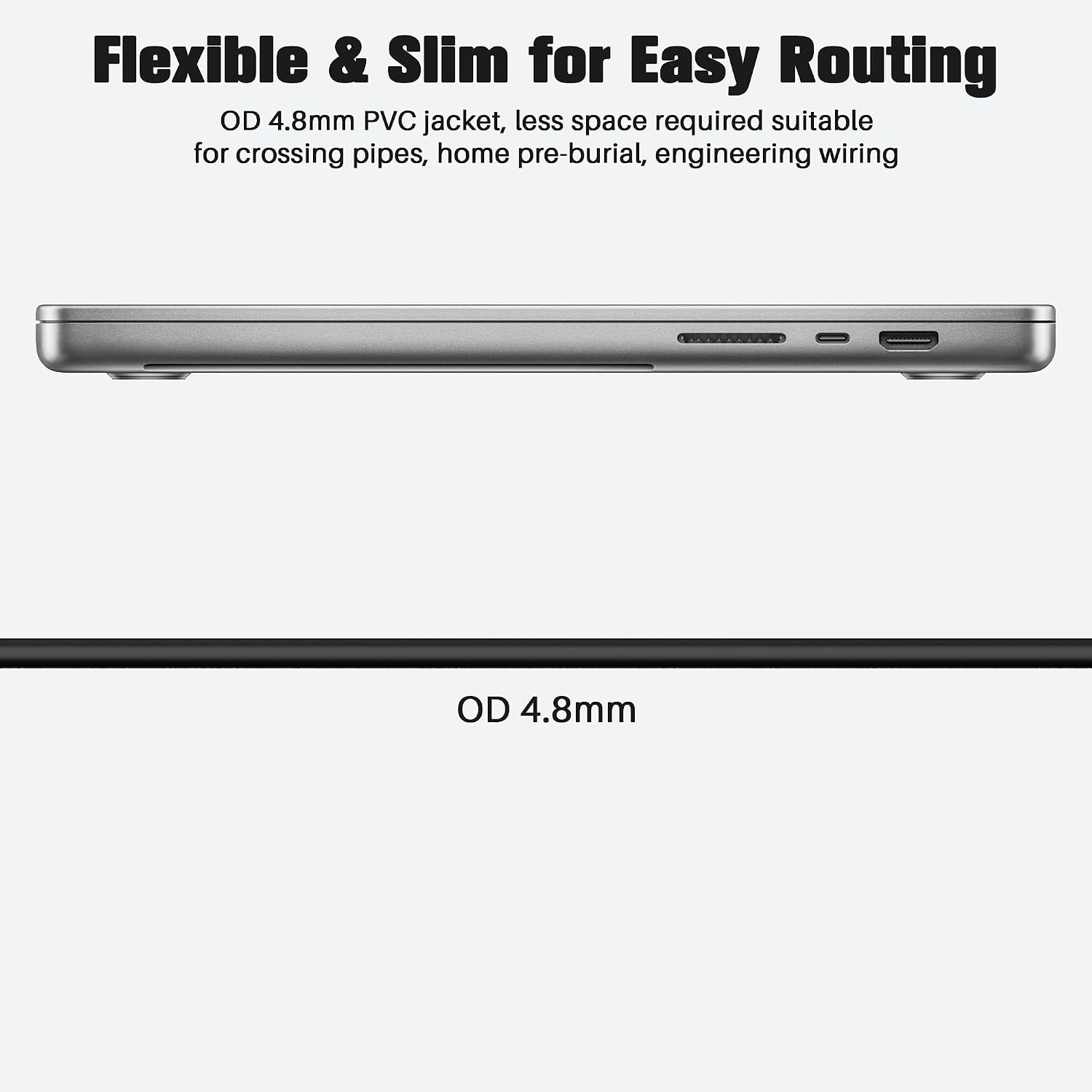 8K HDMI Fiber Optic Cable 500FT, HDMI 2.1 48Gbps Ultra High Speed Cord, 8K@60Hz, 4K@120Hz, 3D Dynamic HDR/eARC/HDCP 2.3, Compatible with Laptop/Monitor/Projector, PS5, Xbox, HDTV, Blu-ray & More