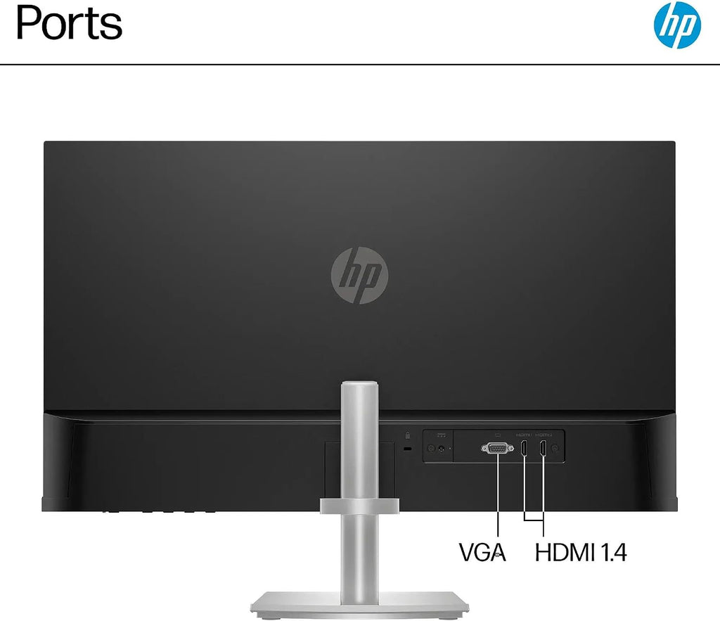 HP 27' Monitor FHD(1920X1080) LED IPS Panel with Adjustable Height, Anti-Glare Display, 100Hz Refresh Rate, 5MS Response Time, 2 x HDMI 1.4, 1 x VGA, Silver, with 5ave HDMI Cable