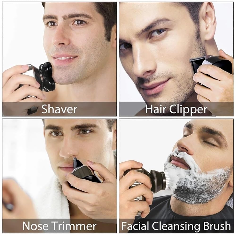 Head Shavers for Bald Men, 5 in 1 Wet Dry Electric Shaver for Men Beard Hair Trimmer Electric Razor Rechargeable Bald Shaving Machine LCD Display Grooming Kit