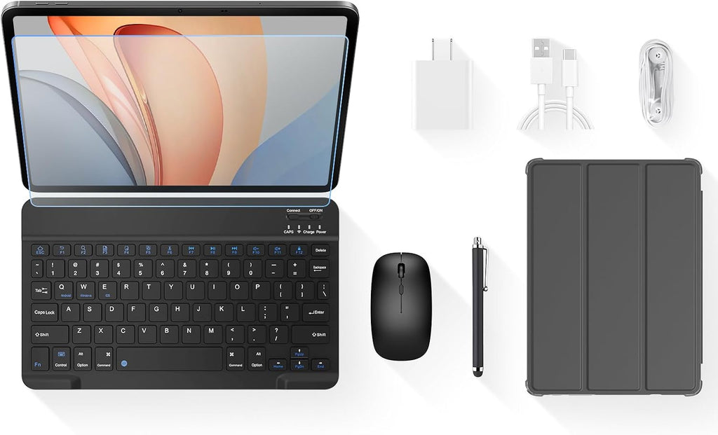 Blackview 13 Inch Tablet with Keyboard, Android 15 Tablet with Pen, 2K+, 90Hz, 12.7' Large Screen, Helio G100, 18GB RAM 256GB, 5G WiFi, Widevine L1, GPS – for Study, Work & Entertainment
