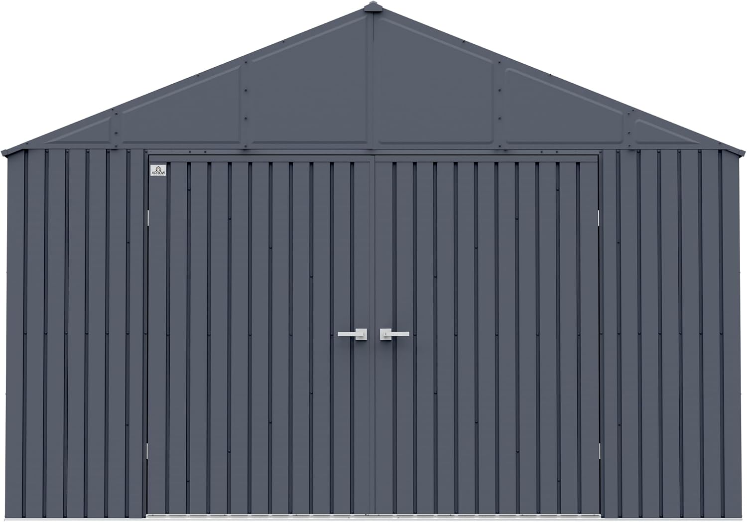 Arrow Shed Elite 12' x 12' Tall Outdoor Steel Storage Shed with High Gable and Lockable Doors Storage Building, Anthracite