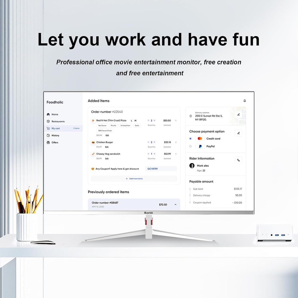 27 Inch Computer Monitor 100Hz IPS FHD 1080P,Built-in Speakers, Frameless Gaming Monitor with FreeSync/G-Sync Compatible, HDR10, HDMI/DP Ports, VESA Mount, Tilt Adjustable