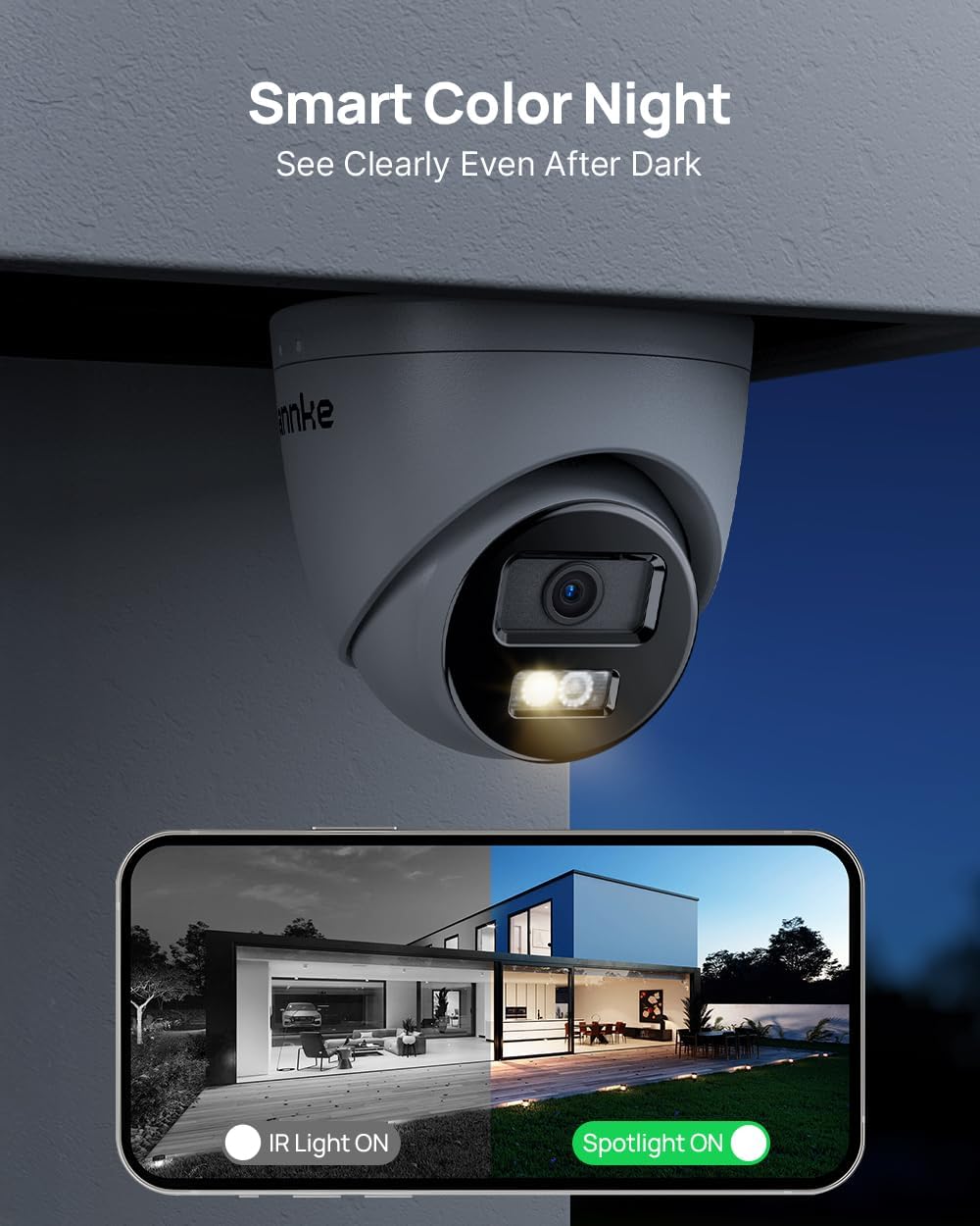 ANNKE C800 4Pcs Ultra HD 4K PoE Security Cameras with AI Human/Vehicle Detection, 8MP Turret IP Camera with Audio, Spotlight Color Night Vision, H.265+, IP67 Weatherproof, Support 512GB Micro SD