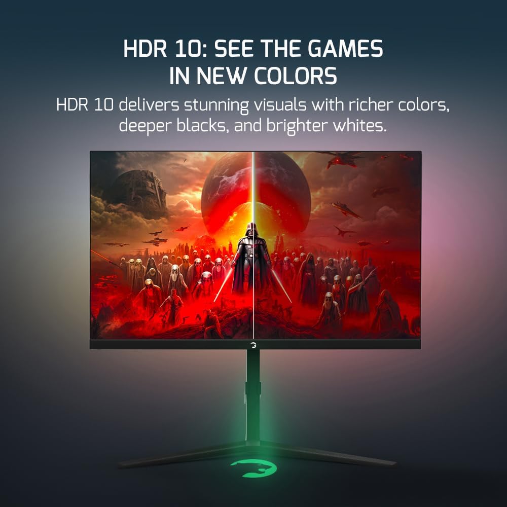 GAMEPOWER Rapid 27 inch Gaming Monitor 360Hz 1ms, 1080P Flat IPS, HDR10 Height/Tilt/Swivel/Pivot Adjustable RGB Anti-Glare Display, HDMI/DP/USB, FreeSync, G-Sync, 350 cd/m² Bright LEDs, Laser Logo