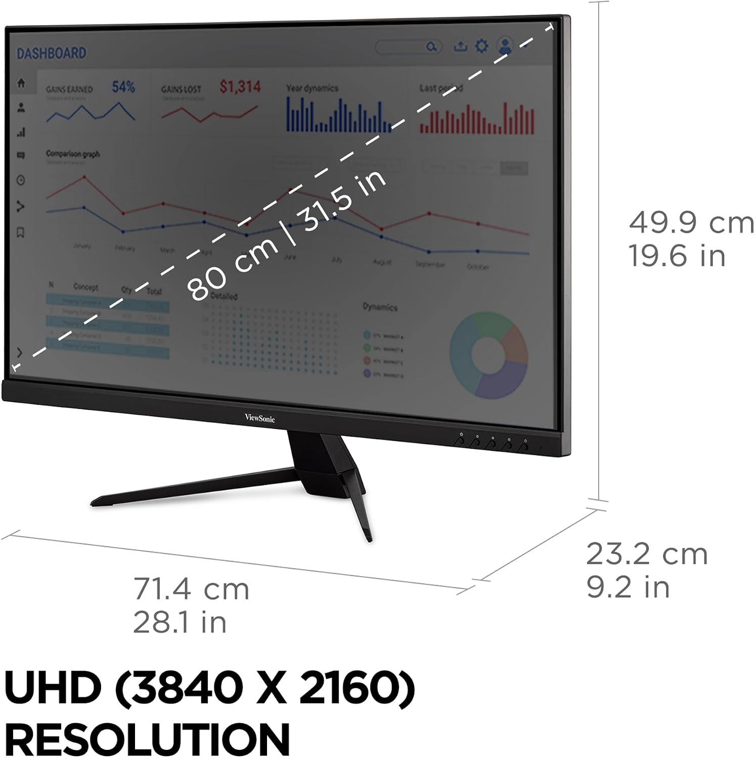 ViewSonic VX3267U-4K 32 Inch 4K Monitor, IPS Display with 65W USB-C and HDR10 for Ultimate Home Entertainment, Eye Care Technology, Ultra-Thin Bezels, HDMI, and DisplayPort Inputs