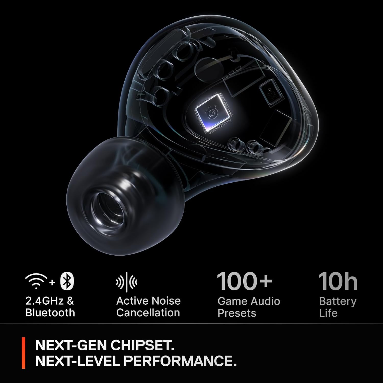 SteelSeries Arctis GameBuds for PlayStation/PC/Switch/Mobile — 2.4GHz + Bluetooth 5.3 Earbuds — ANC — Mobile App Sound Presets — Water Resistant IP55 — 40H Battery with Qi Charging Case - Black