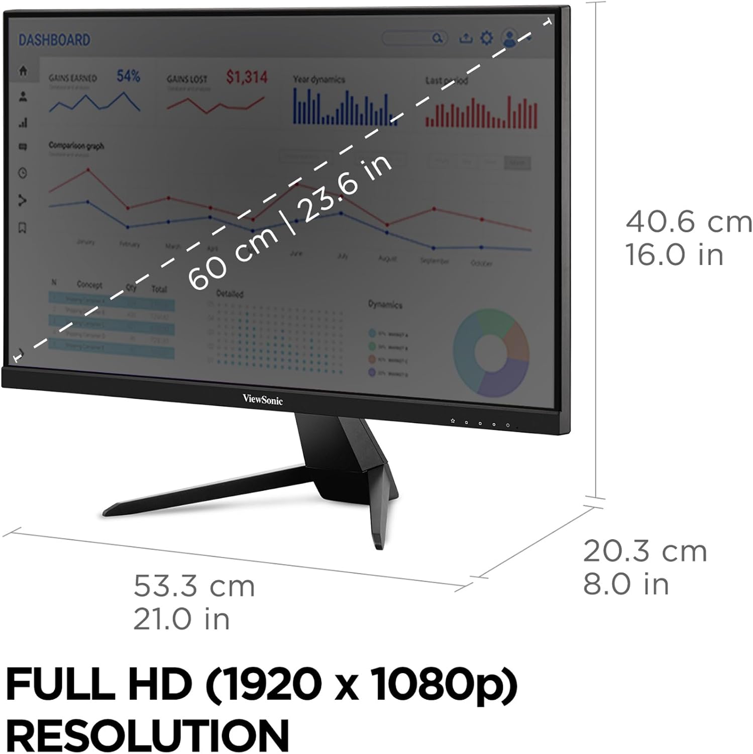 ViewSonic VX2467U 24 Inch 1080p Monitor, IPS Display with 65W USB-C and Eye Care Technology for Home and Office Entertainment, Ultra-Thin Bezels, HDMI, and VGA Inputs