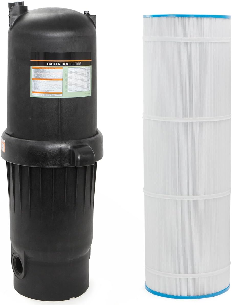 XtremepowerUS 175 sq/ft Swimming Pool Cartridge Filter In-Ground Pool/Spa Swimming Pool Filter for Pool Up to 52,800 Gallons, Pressure Gauge, Filter Included, 2' Inlet/Outlet