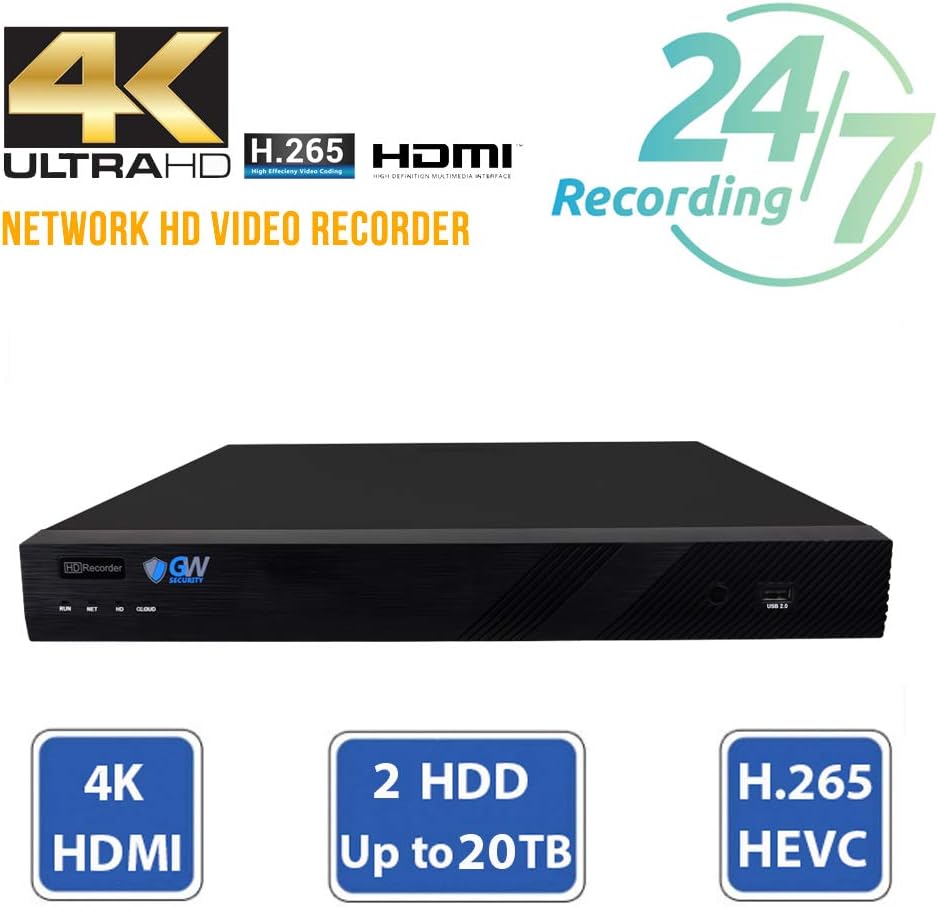 GW Security 16 Channel 4K 8MP Network NVR HD 5MP IP Security Camera System with 16 x 1920P Outdoor 2.8-12 mm 4X Optical Motorized Zoom PoE Bullet Cameras and Pre-installed 4TB HDD
