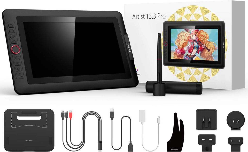 XPPen Drawing Tablet with Screen Full-Laminated Graphics Drawing Monitor Artist13.3 Pro Graphics Tablet with Adjustable Stand and 8 Shortcut Keys (8192 Levels Pen Pressure, 123% sRGB)