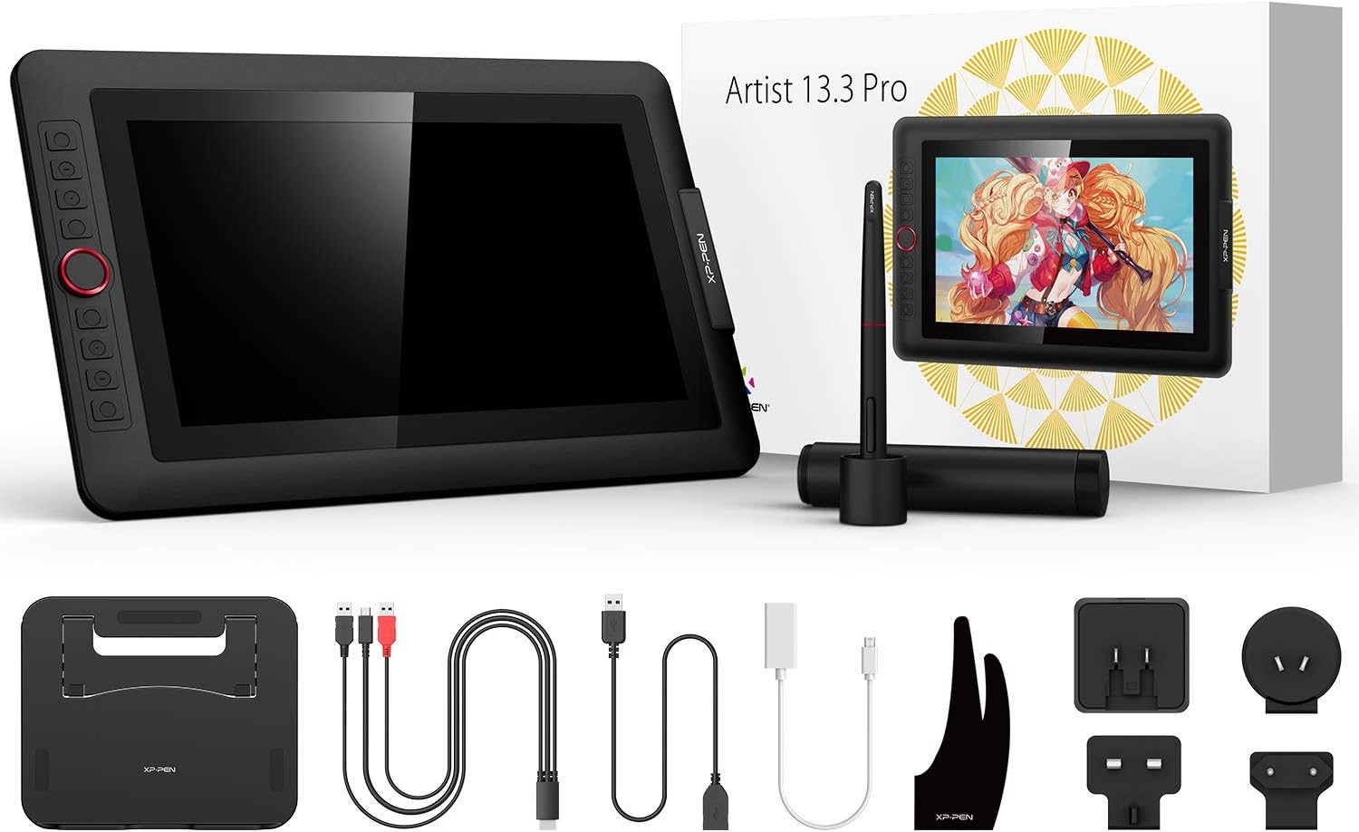 XPPen Drawing Tablet with Screen Full-Laminated Graphics Drawing Monitor Artist13.3 Pro Graphics Tablet with Adjustable Stand and 8 Shortcut Keys (8192 Levels Pen Pressure, 123% sRGB)