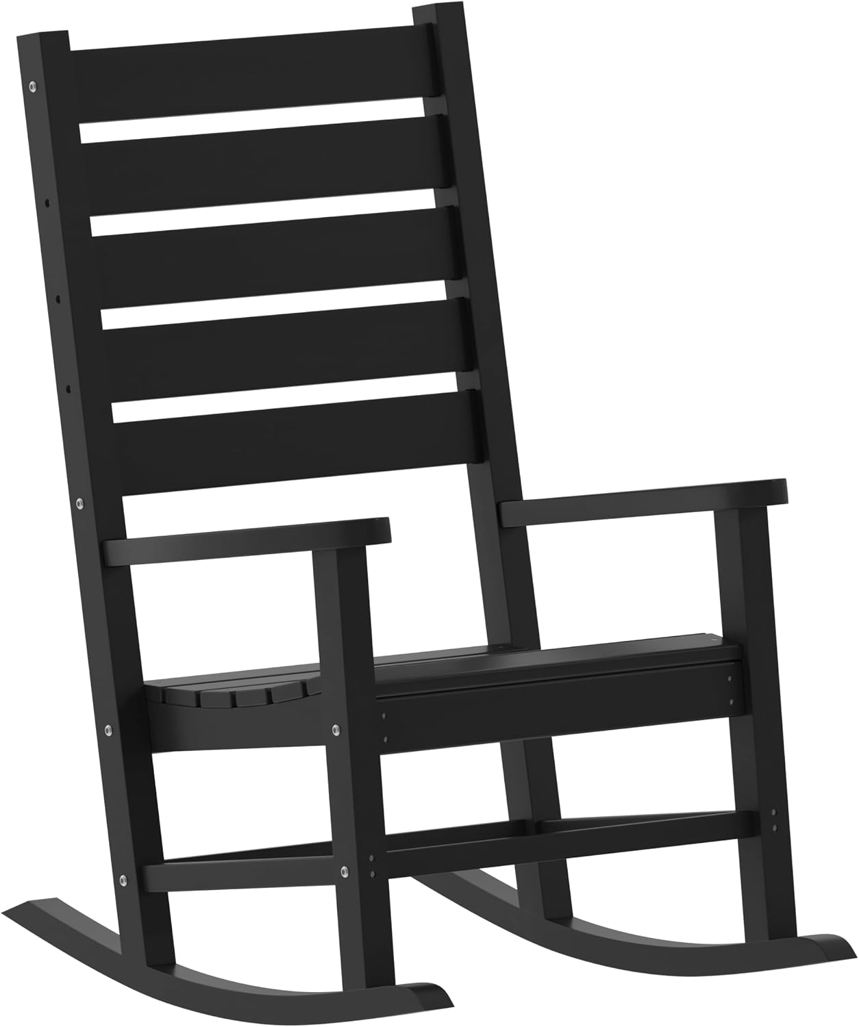 Flash Furniture Manchester Commercial Grade Outdoor Rocking Chair, All-Weather HDPE Indoor/Outdoor Rocker, Black