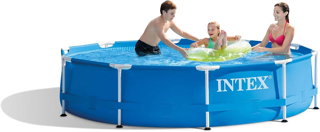 Intex 28200EH 10 Foot x 30 Inch 4 Person Outdoor Metal Frame Above Ground Round Swimming Pool with Easy Set-Up (Pump Not Included)