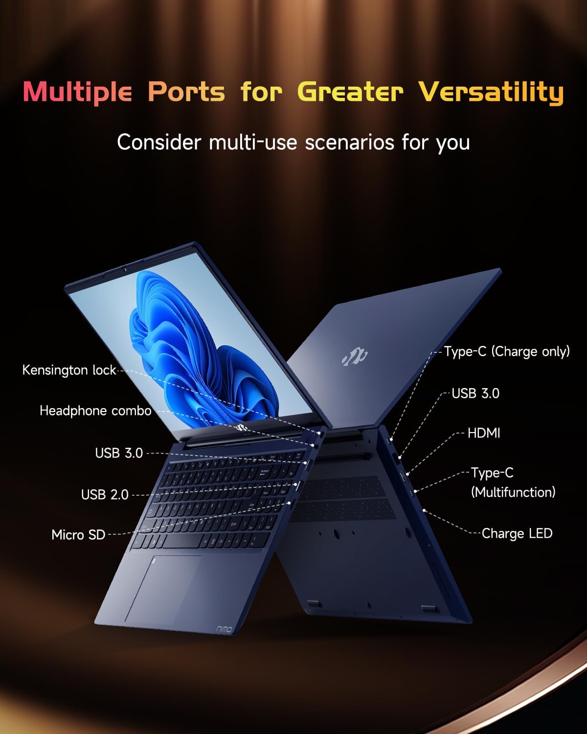 NIMO 15.6' IPS FHD-Laptop, Intel Pentium Quad Core N100 16GB RAM 256GB SSD (Beat i3-1115G4, Up to 3.4GHz) Computer with Backlit Keyboard Fingerprint Type-C WiFi 6 BT5.2, for Student and Home
