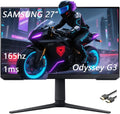 Samsung 27' Odyssey G3 Series LED Gaming Monitor, FHD, 165Hz, 1ms, Free Sync Premium, Height Adjustable, VESA Mount Capability, DisplayPort, HDMI, Black, with GSF HDMI Cable