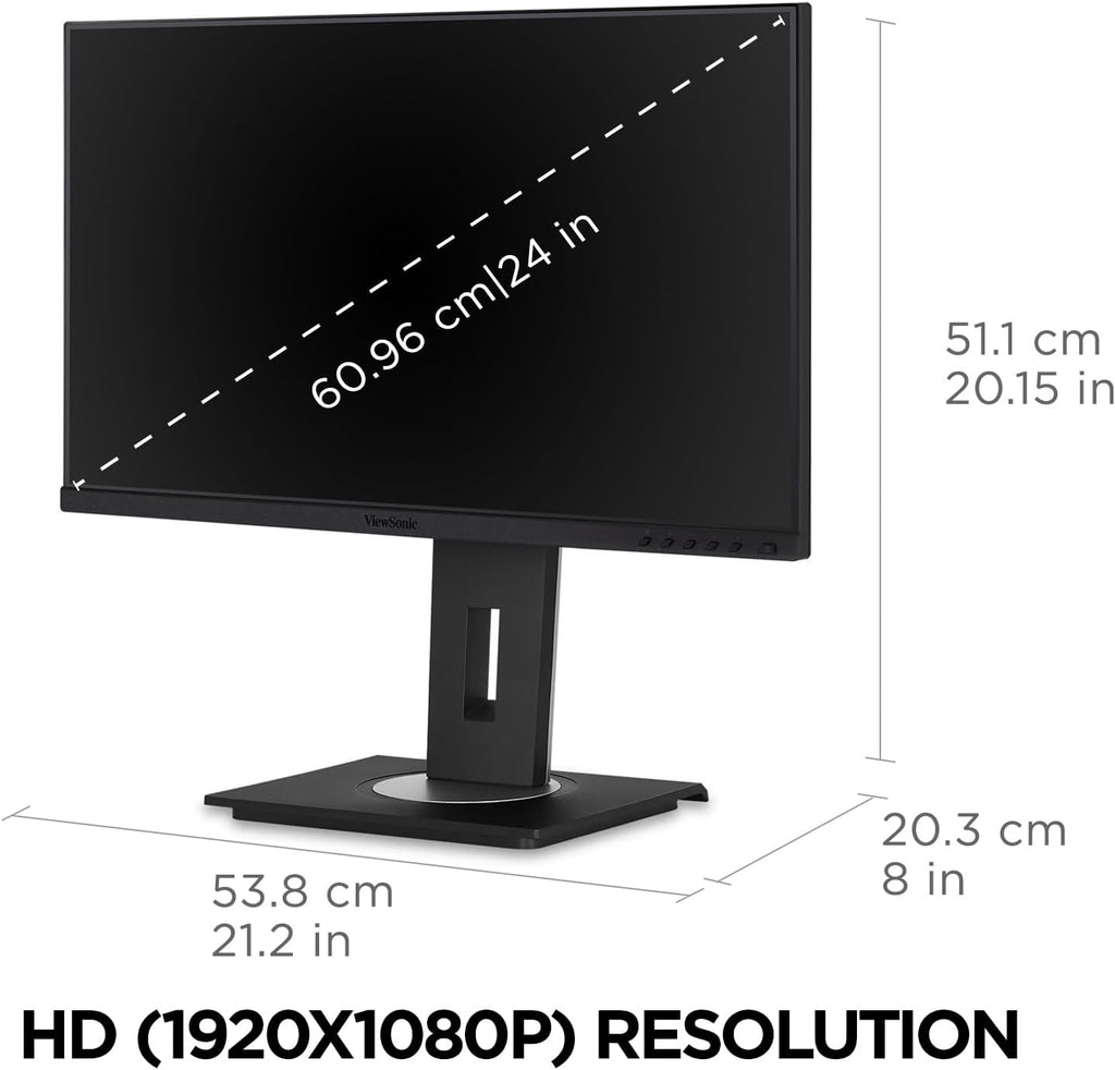 ViewSonic VG245 24 Inch 1080p Monitor Designed for Surface, IPS Display for Smooth Home and Office Productivity, Advanced Ergonomics, 60W USB-C, HDMI, and DisplayPort Inputs