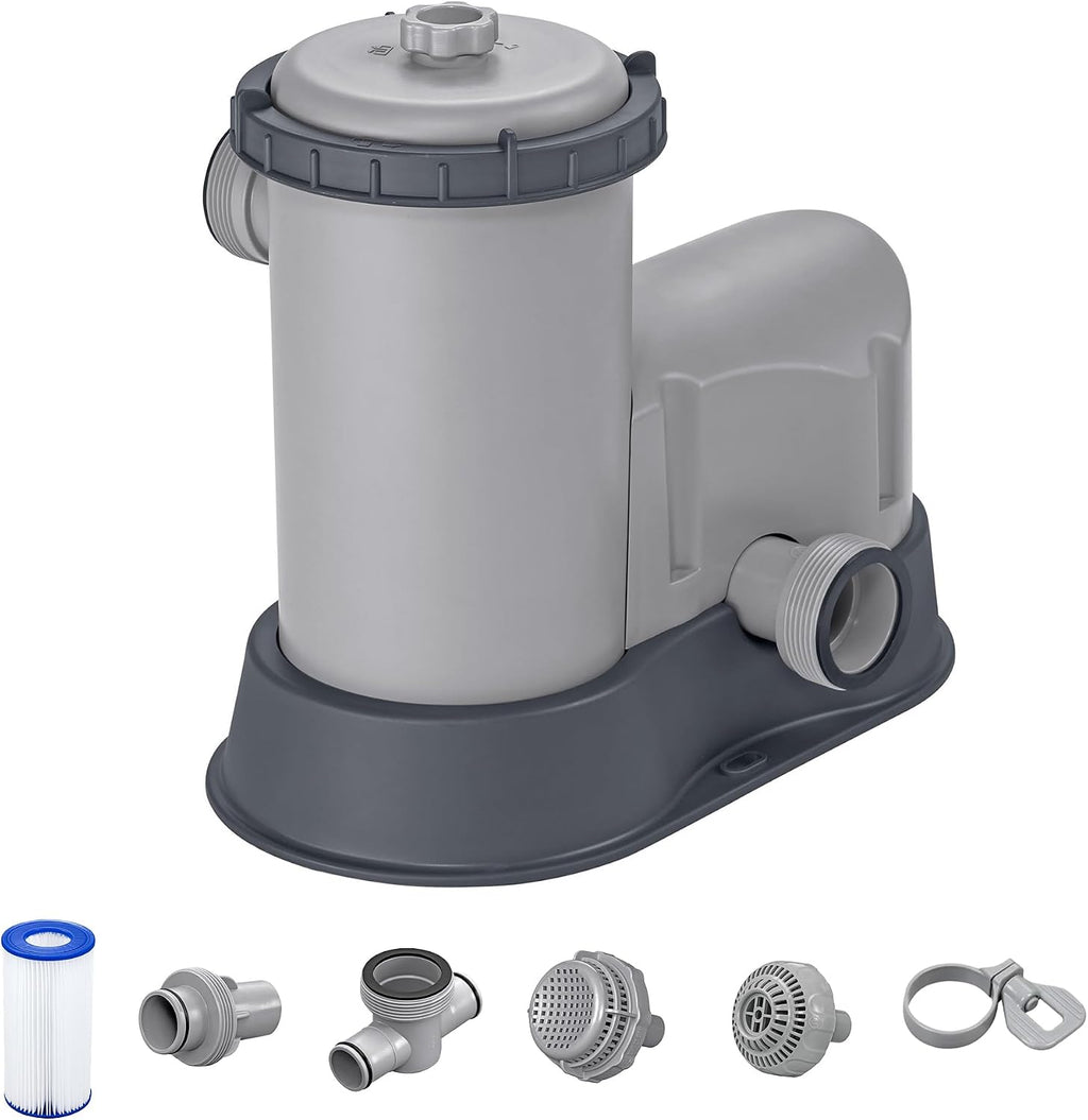 Bestway 1,500 GPH Filter Pump for Above Ground Swimming Pool with Type III A/C Cartridge, Adapter Accessories and Timer