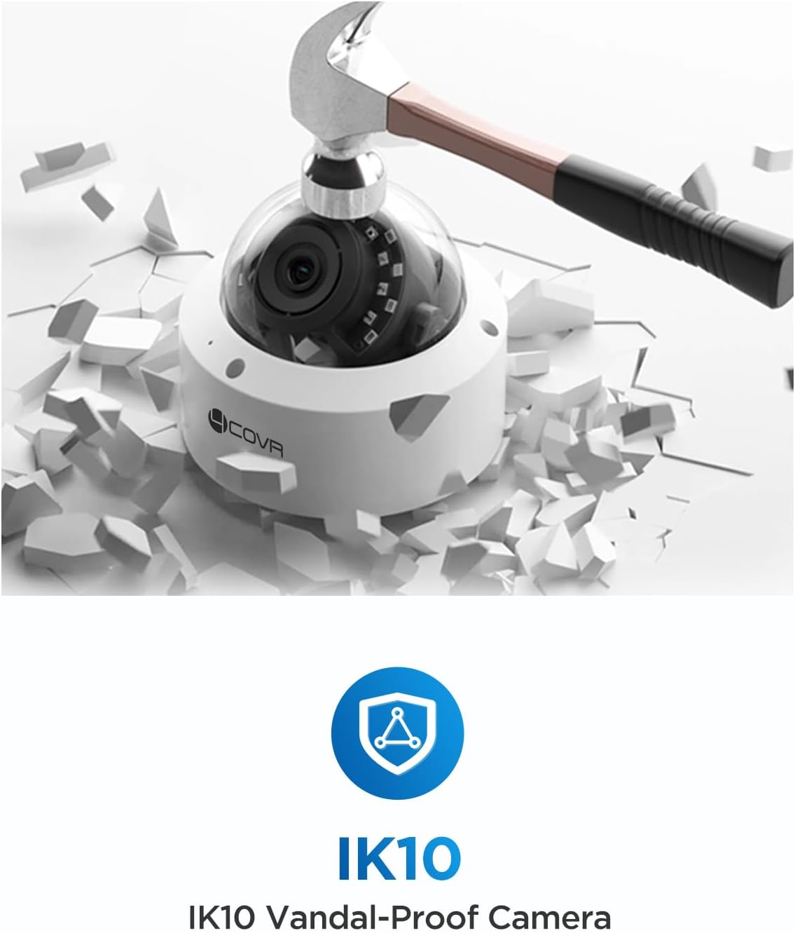 4COVR 4K PoE Security Camera System with Audio, 8X 8MP IK10 Vandal-Proof IP67 Dome IP Camera, 8 Channel 4K NVR 2TB HDD, AI Human Vehicle Detection & Night Vision, 24/7 Home Recording, LY54AX8M0808