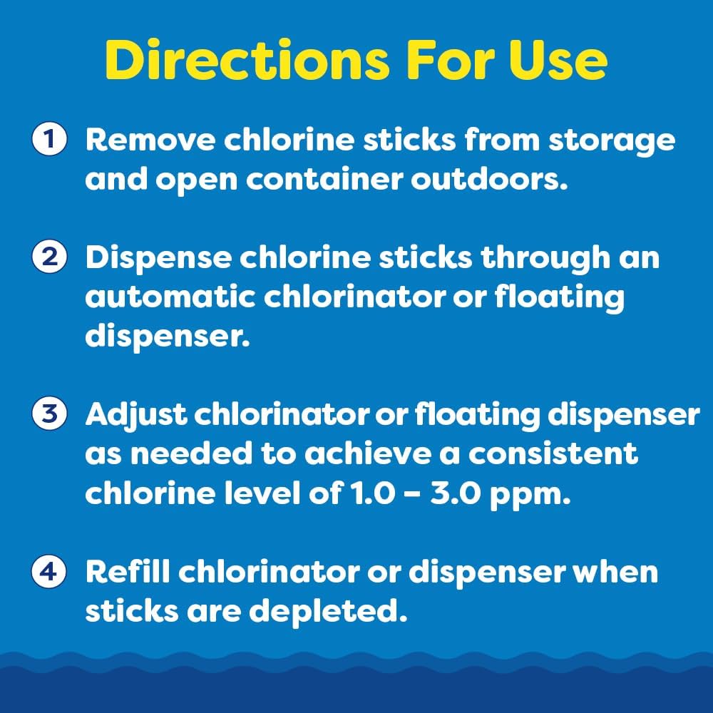 In The Swim 4 Inch Chlorine Sticks for Sanitizing Swimming Pools - Individually Wrapped, Slow Dissolving, Stabilized Chlorine Sanitizer - 90% Available Chlorine, 99% Trichlor - 10 Pounds