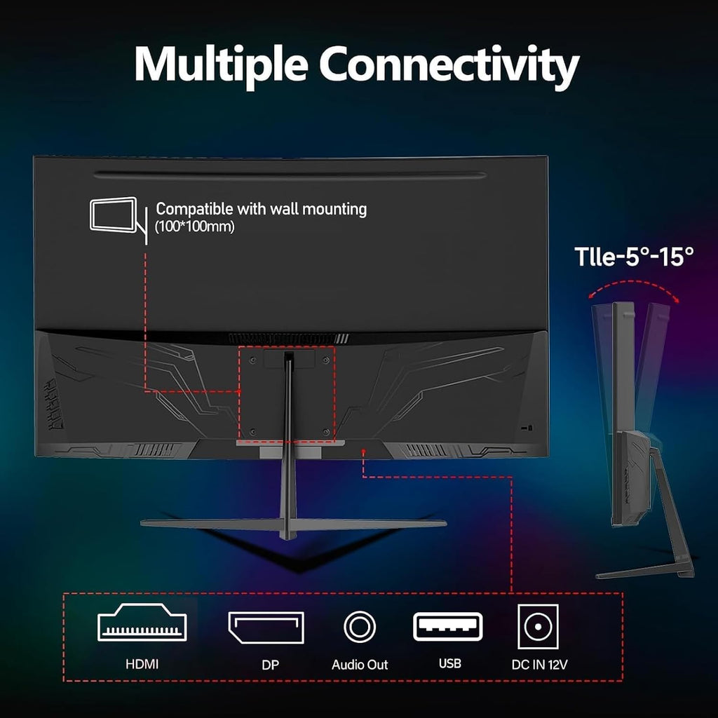 Gawfolk Curved 32 inch Gaming Monitor 240Hz PC Screen Full HD 1080P, Frameless 1800R Curved Computer Screen,FreeSync,178° Viewing Angle,Display Port、HDMI 2.0,Wall Mount Compatible 100x100MM-Black