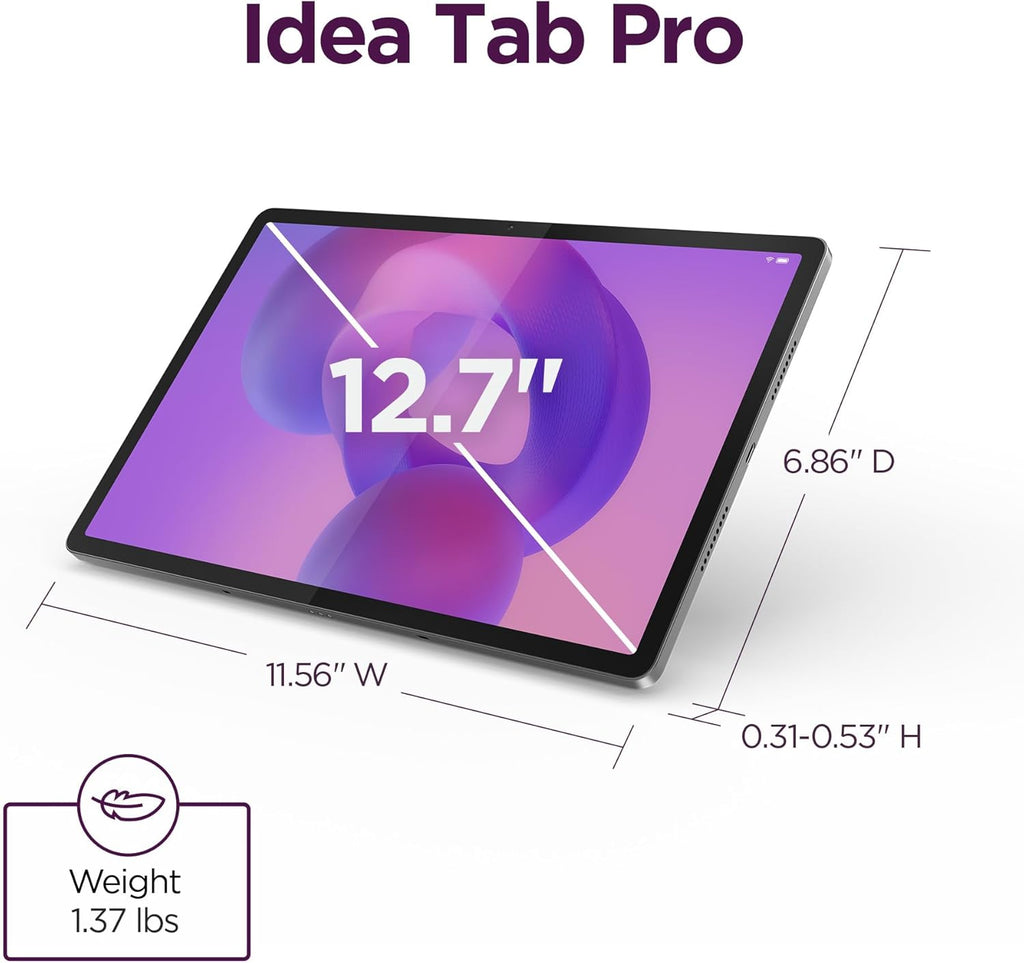 Lenovo Idea Tab Pro with Google Gemini - Student Tablet - 12.7' 3K LCD Display - 8 GB Memory - 128 GB Storage - MediaTek Dimensity 8300 - Includes Pen and Folio Case