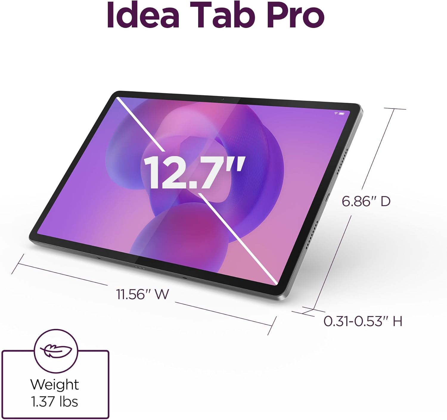 Lenovo Idea Tab Pro with Google Gemini - Student Tablet - 12.7' 3K LCD Display - 8 GB Memory - 128 GB Storage - MediaTek Dimensity 8300 - Includes Pen and Folio Case