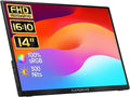 CAPERAVE Portable Monitor - 14.0' USB C HDMI Travel Monitor for Laptop, FHD 100% sRGB, Built-in Kickstand & Speakers, Second Screen and External Monitor for MacBook Xbox PS4/5 Switch
