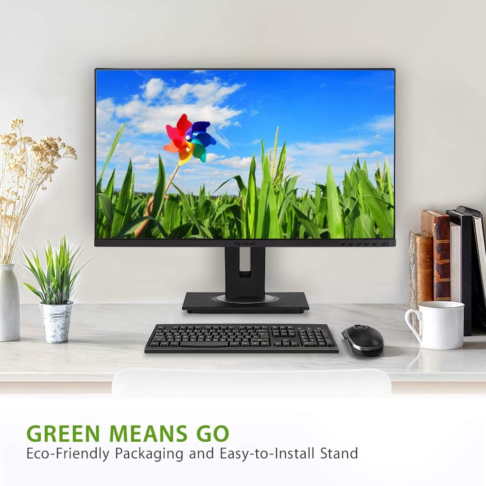 ViewSonic VG2455-2K 24 Inch IPS 1440p Monitor with USB 3.1 Type C HDMI DisplayPort and 40 Degree Tilt Ergonomics for Home and Office (Renewed)
