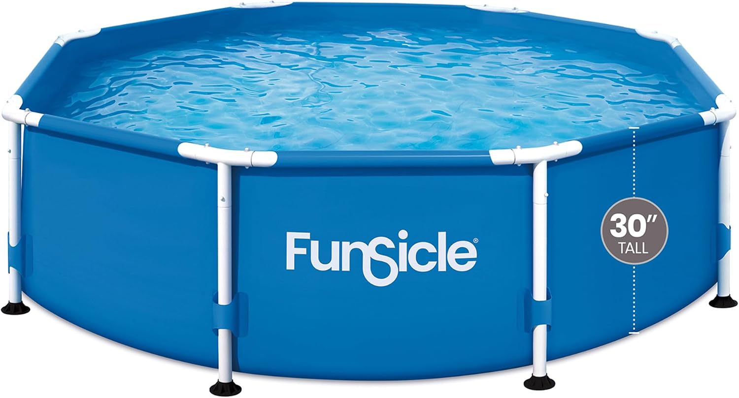 Funsicle Activity 8' x 30' Round Above Ground Swimming Pool, Includes FiltraBoost 400 GPH Filter Pump with AutoSkimmer, Type I Filter Cartridge & Repair Patch